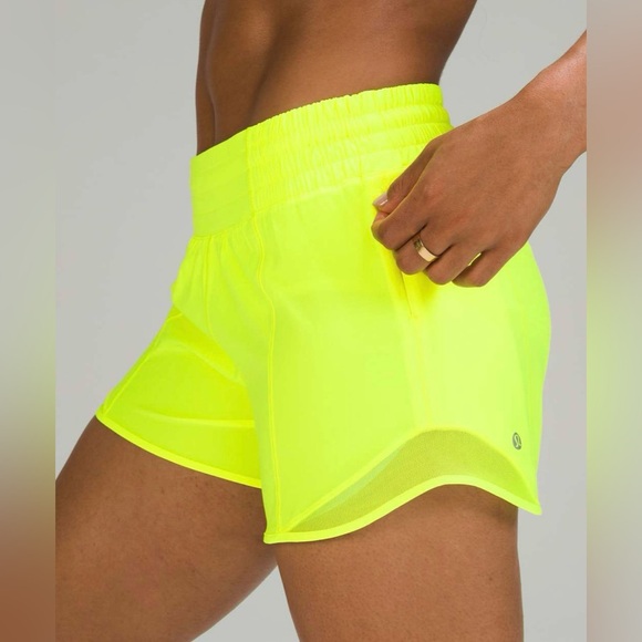 lululemon athletica Pants - Lululemon Hotty Hot High-Rise Short 4" Highlight Neon Yellow Sport gym 10 M